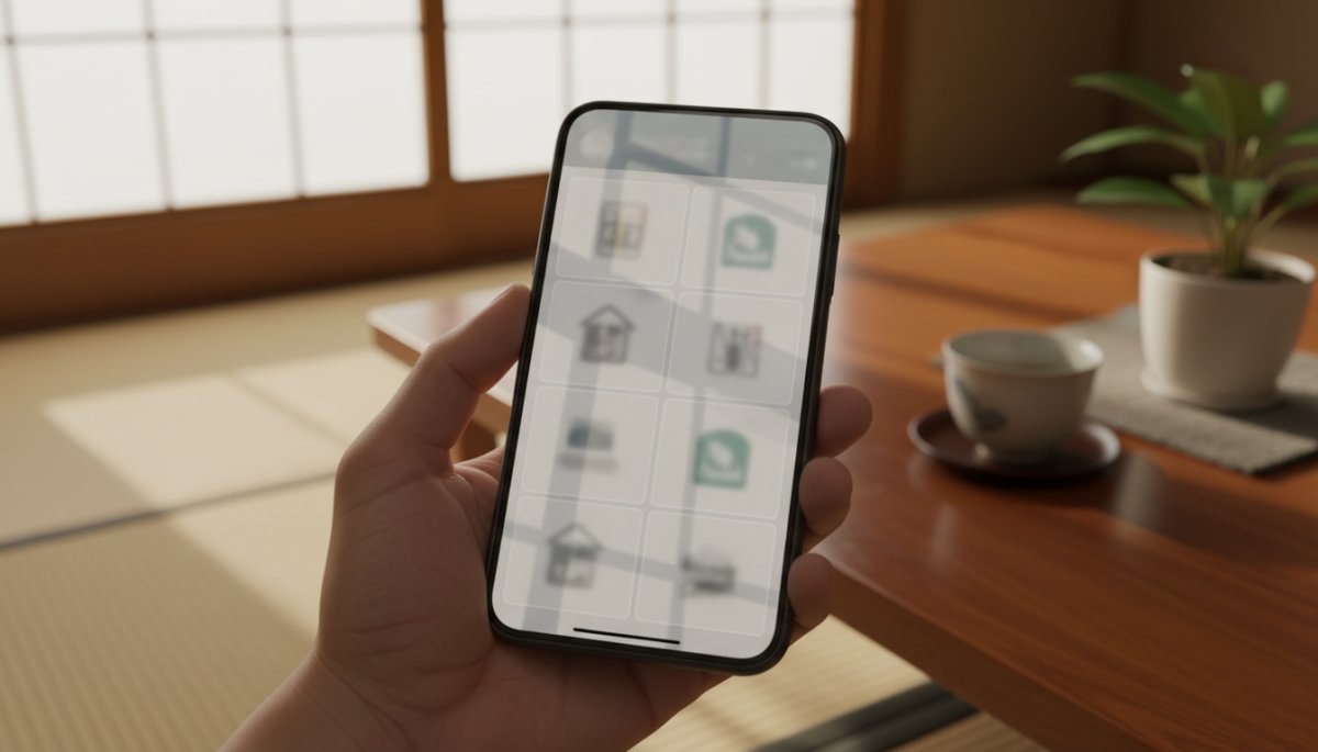 スマートフォンで複数の害虫駆除業者を比較検討する様子