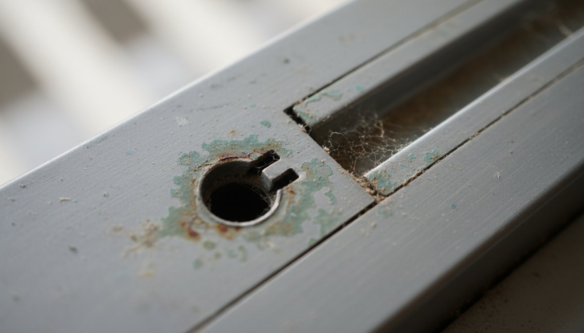 窓サッシの水切り穴からのムカデ侵入経路