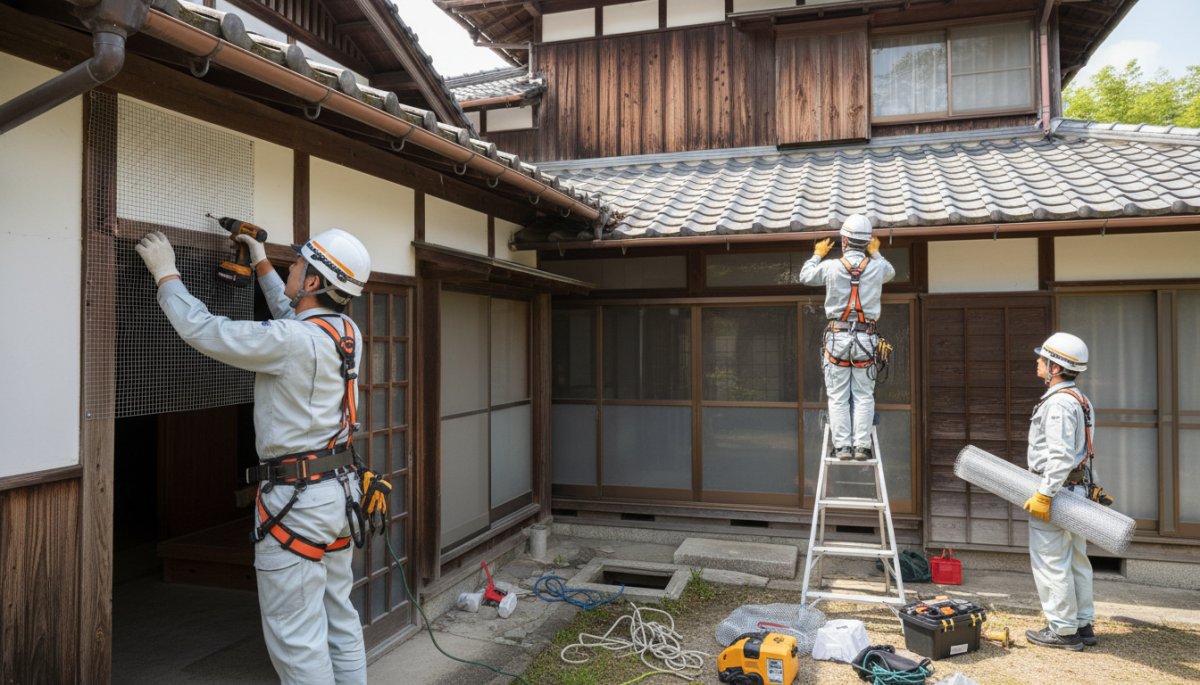 アライグマ駆除の実績を示す作業現場