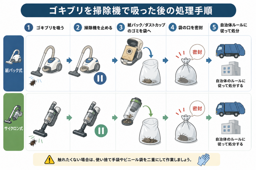 ゴキブリを掃除機で吸った後の処理方法