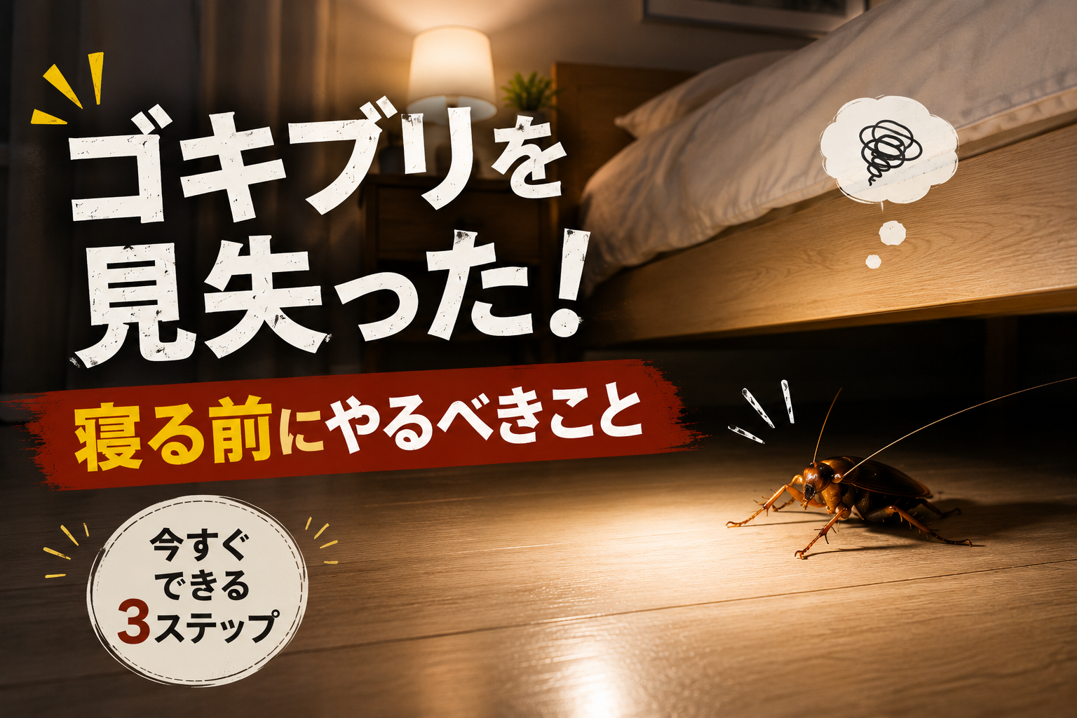 ゴキブリを見失った！寝る前にやるべきこと｜今すぐできる3ステップ