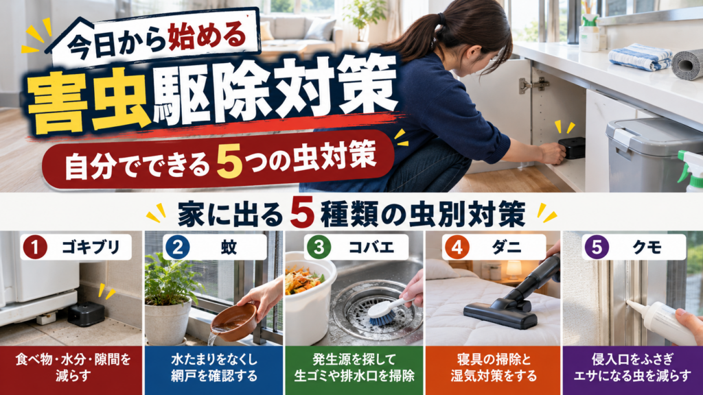 害虫対策を自分で始める方法|家に出る5種類の虫別対策とグッズ選び