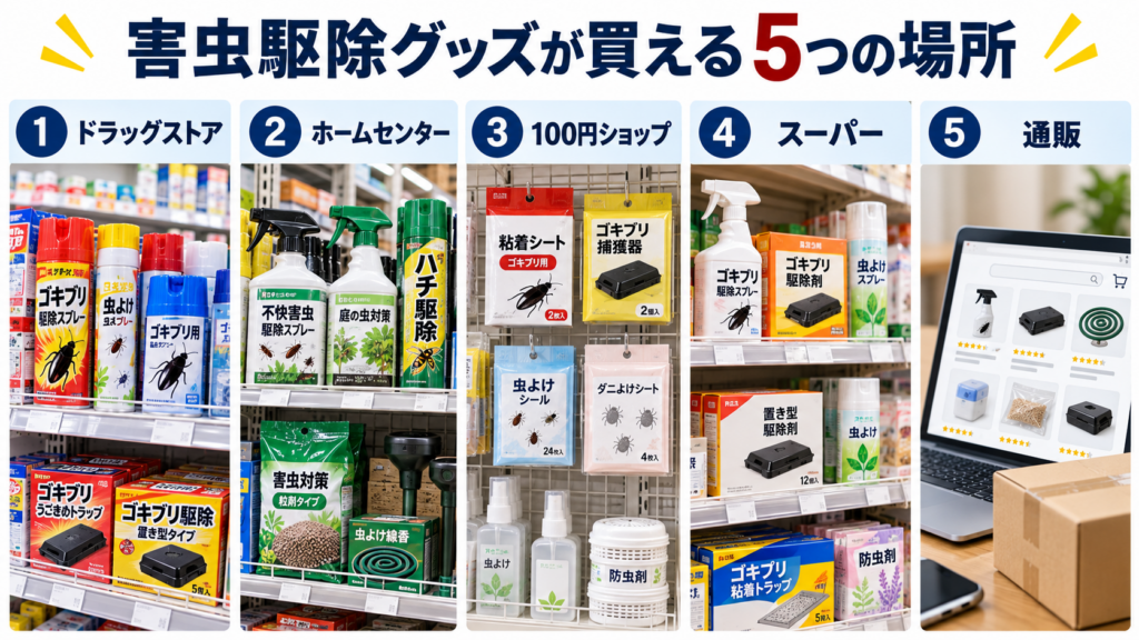 害虫駆除グッズはどこで買える？5つの購入場所を比較