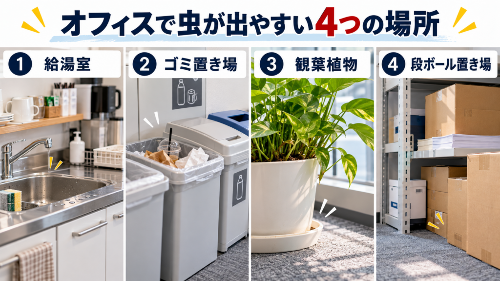 オフィスの虫はどこから来る?まず確認したい場所